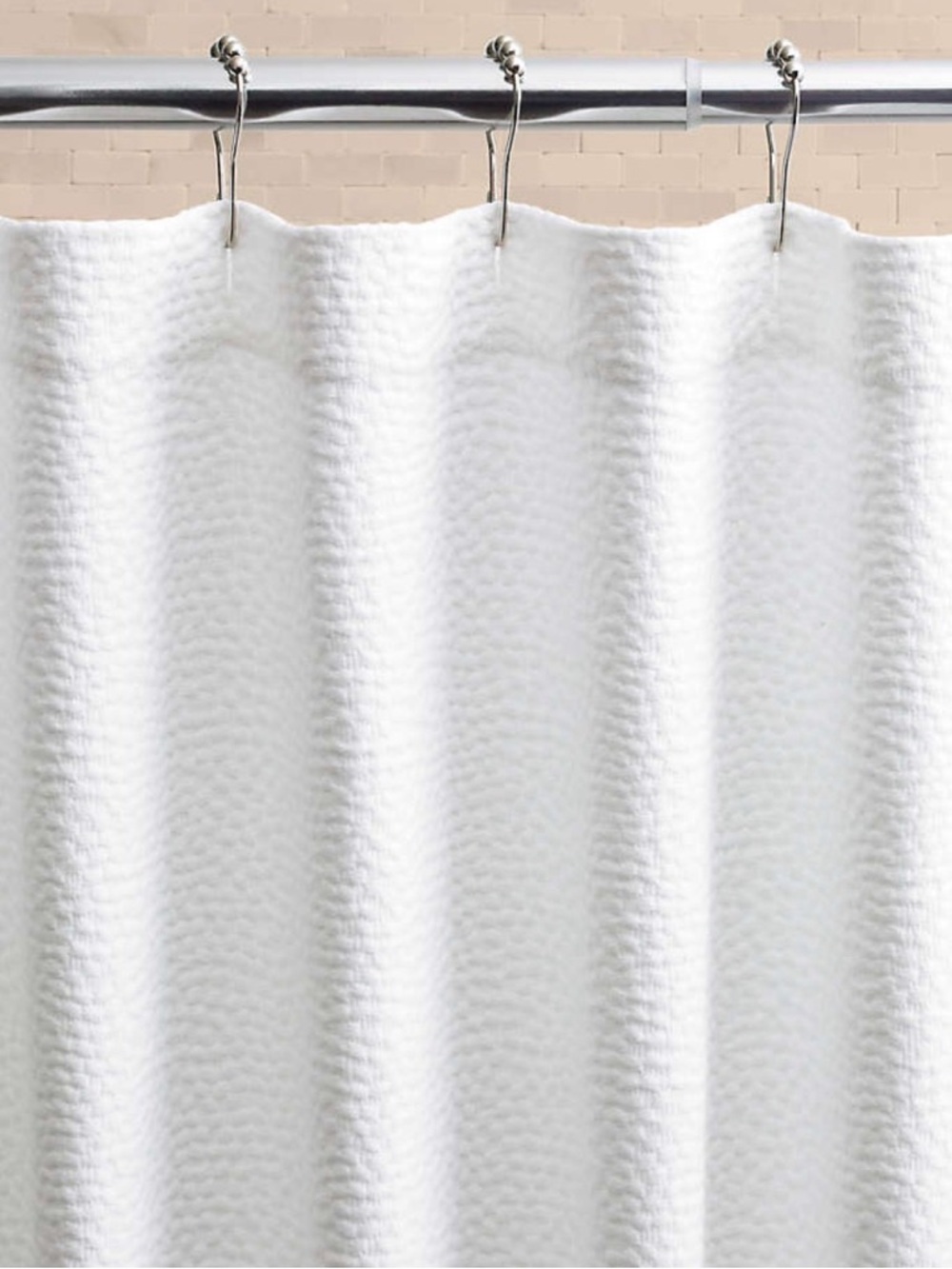 Crate&Barrel Organic Cotton Pebble Mattelasse White Shower Curtain Extra Long